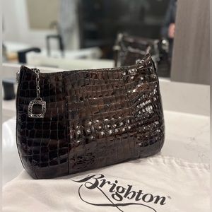 2026 Trend. Patent Leather & Texture. Brighton Chocolate Patent Leather Handbag